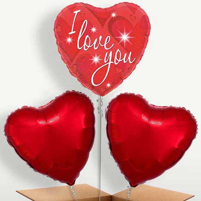 I Love You Sparkle Balloon Bunches inflated with Helium | Party Save Smile