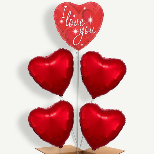 I Love You Sparkle Balloon Clusters Inflated with Helium | Party Save Smile