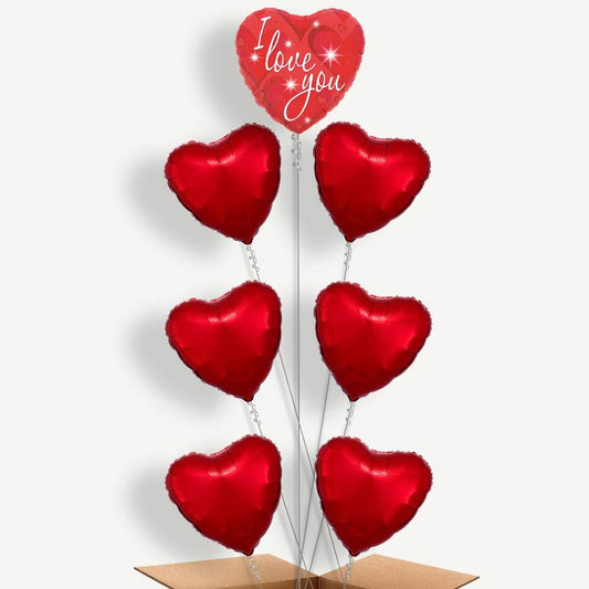 I Love You Sparkle Balloon Arrangement Inflated with Helium | Party Save Smile