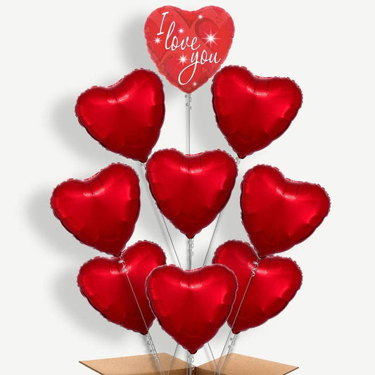 I Love You Sparkle Balloon Bundle Inflated with Helium | Party Save Smile