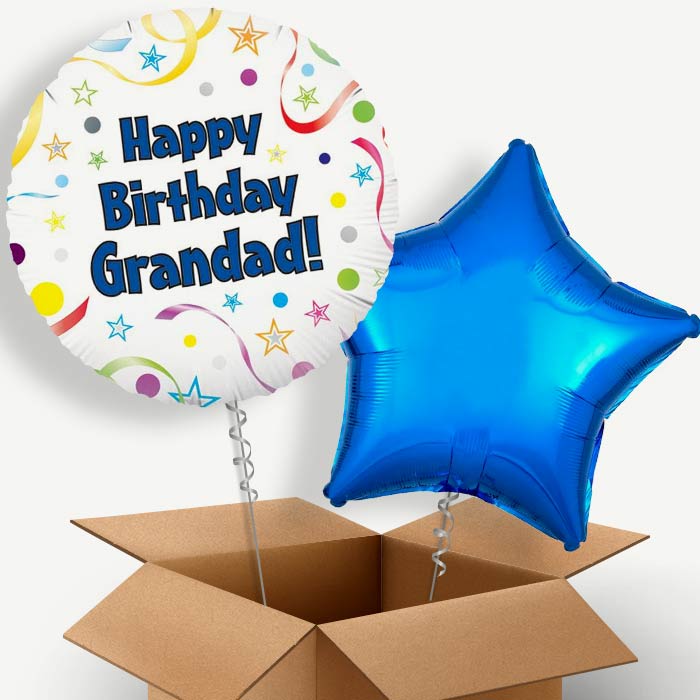 Happy Birthday Grandad (Stars) Helium Balloon Pair | Party Save Smile