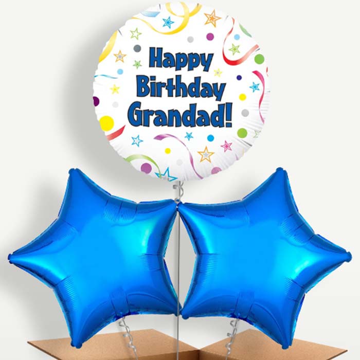 Happy Birthday Grandad Stars Balloons in a Bunch | Party Save Smile