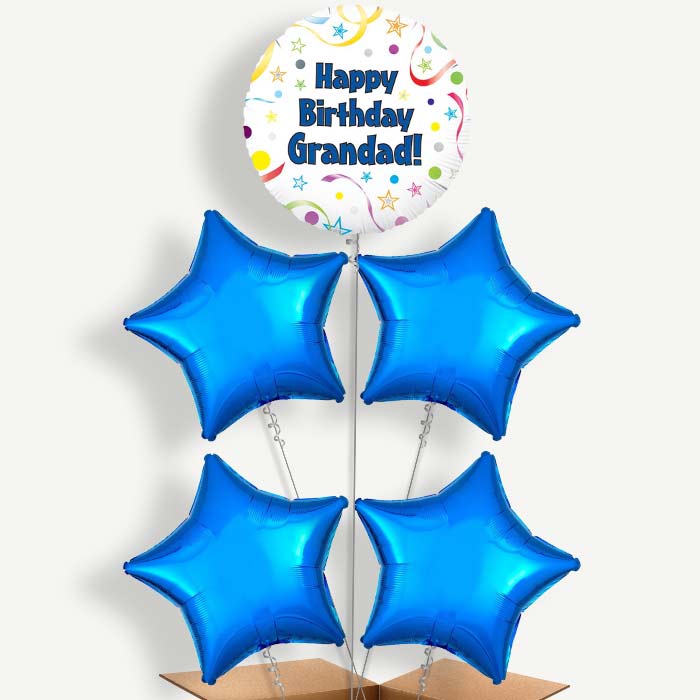 Happy Birthday Grandad Stars Helium Cluster Balloons | Party Save Smile