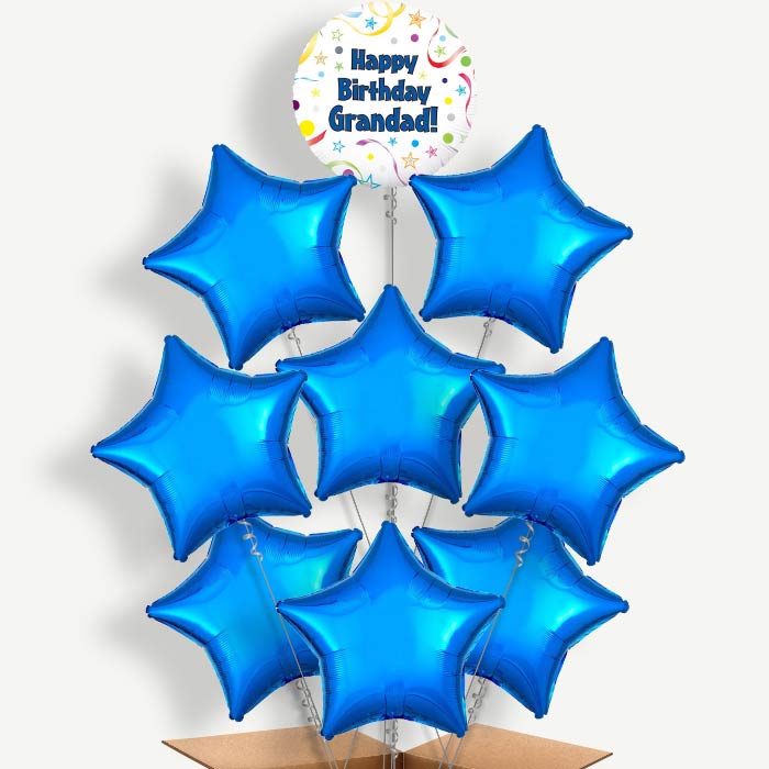 Happy Birthday Grandad Stars Helium Balloon Bundle | Party Save Smile