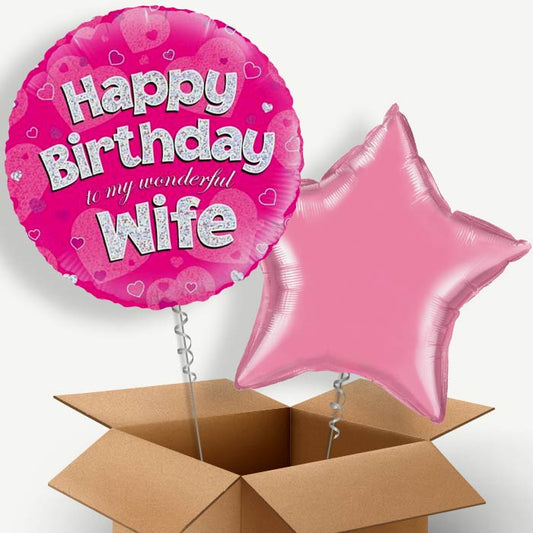 Happy Birthday Wife Helium Balloon Pair | Party Save Smile