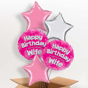 Happy Birthday Wife Helium Balloons in a Box