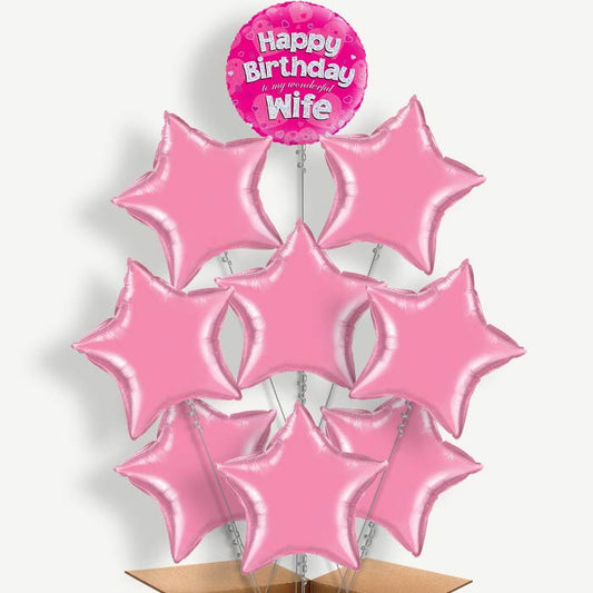 Happy Birthday Wife Balloon Bundle Inflated with Helium | Party Save Smile