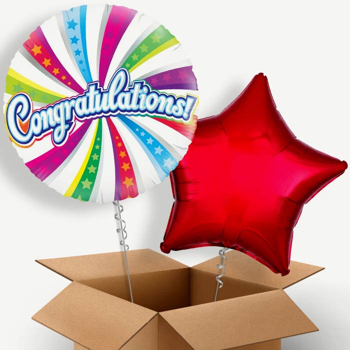 Congratulation (Swirls) Helium Balloon Duo | Party Save Smile