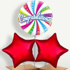 Congratulation Swirls Bunch of Balloons inflated with Helium (Trio)