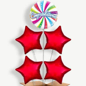 Congratulation Swirls 5 Balloon Cluster Inflated with Helium