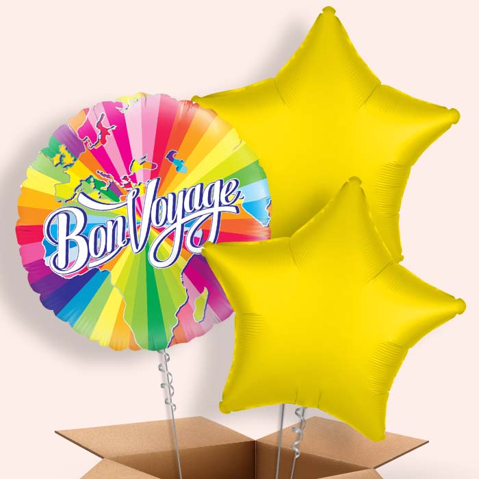 Rainbow Bon Voyage Helium Balloon in a Box - 3 Balloons | Party Save Smile