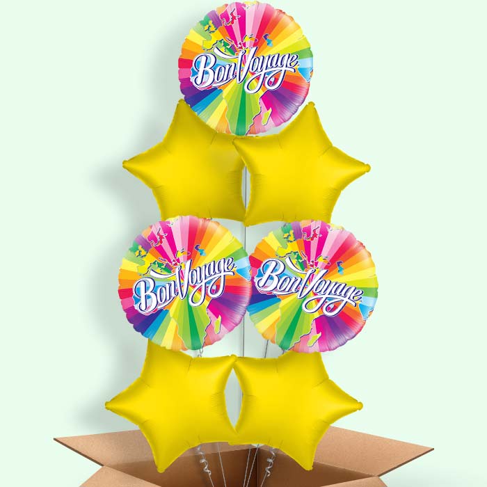 Rainbow Bon Voyage Helium Balloon in a Box - 7 Balloons | Party Save Smile