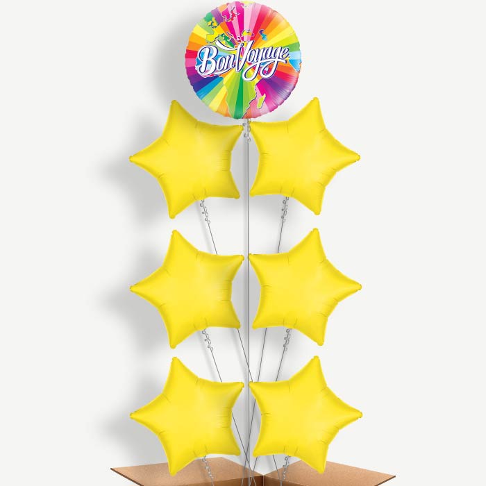 Rainbow Bon Voyage Balloon Arrangement Inflated with Helium | Party Save Smile