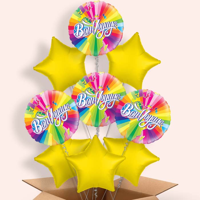 Rainbow Bon Voyage Helium Balloon in a Box - 9 Balloons | Party Save Smile