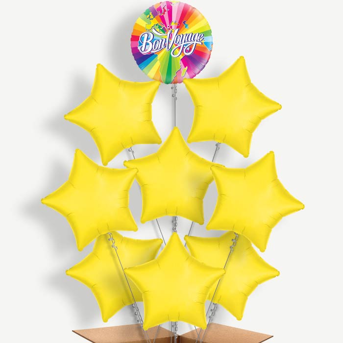 Rainbow Bon Voyage Balloon Bundle Inflated with Helium | Party Save Smile