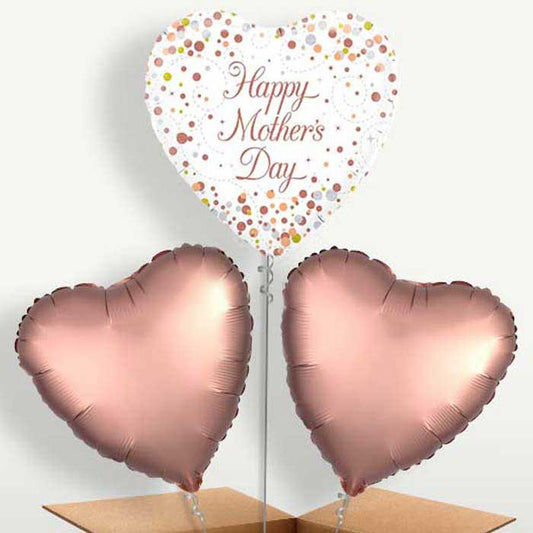 Mother’s Day Confetti Rose Gold Balloon Bunches | Party Save Smile