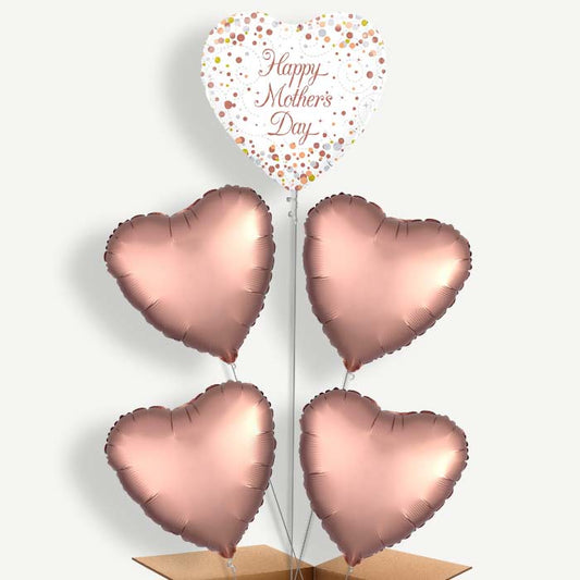 Mother's Day Confetti Rose Gold Helium Cluster Balloons | Party Save Smile