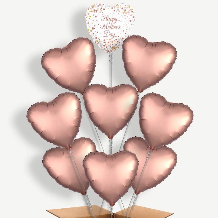 Mother's Day Confetti Rose Gold Helium Balloon Bundle | Party Save Smile