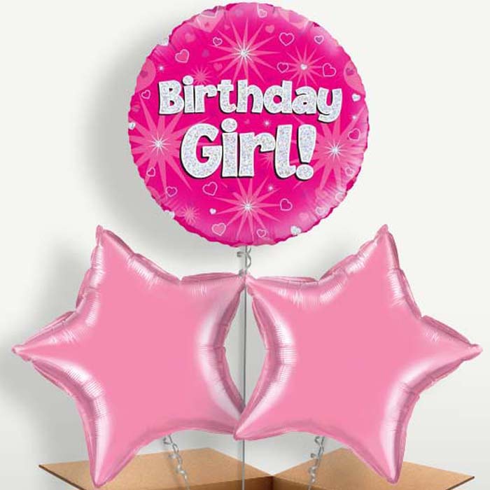 Birthday Girl Pink Hearts Bunch of Balloons | Party Save Smile