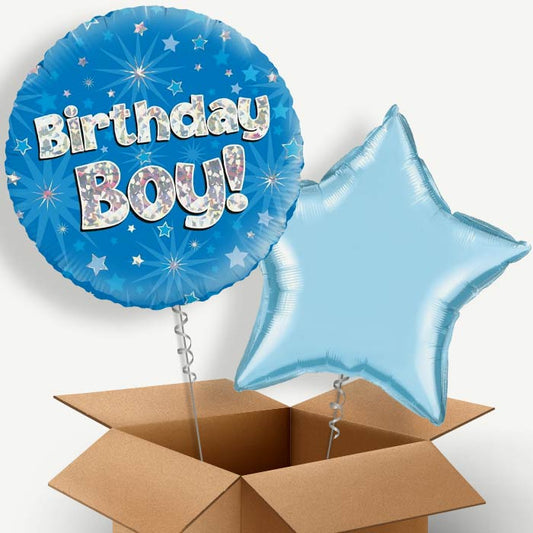 Birthday Boy Blue Stars Helium Balloon Two | Party Save Smile