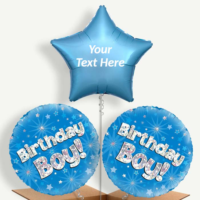 Personalisable Birthday Boy Blue Stars Helium Balloons | Party Save Smile