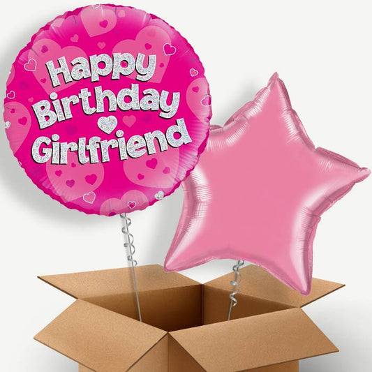 Girlfriend Birthday Pink Hearts Helium Balloon Duo | Party Save Smile