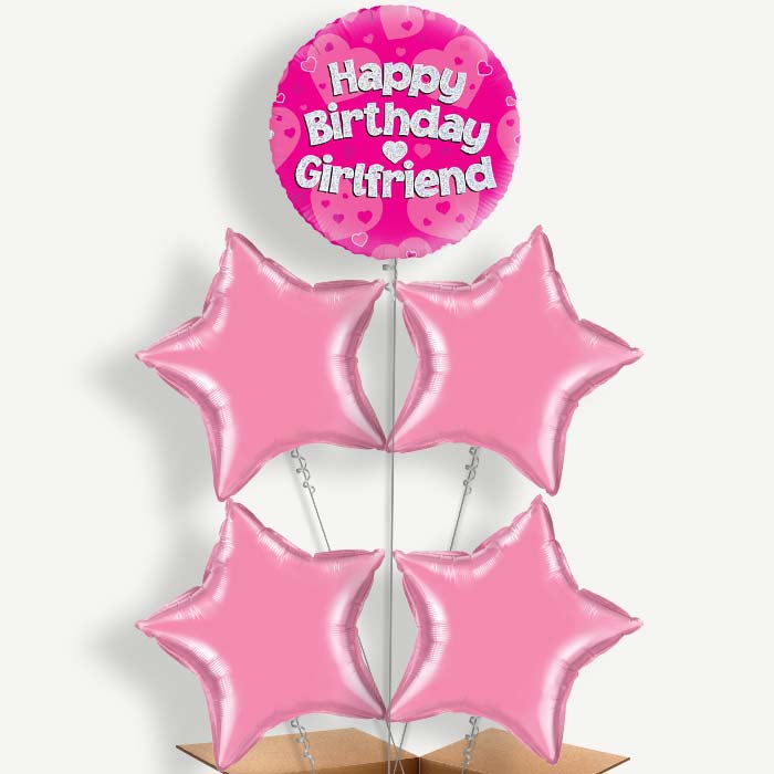 Girlfriend Birthday Pink Hearts Helium Cluster Balloons | Party Save Smile