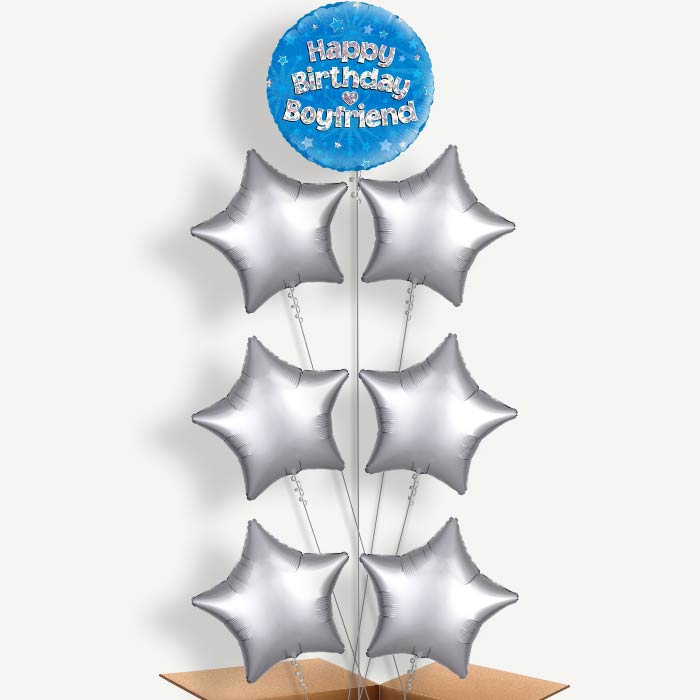 Happy Birthday Boyfriend Blue Stars Balloon Arrangement | Party Save Smile