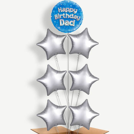 Happy Birthday Dad Blue Helium Balloon Arrangement | Party Save Smile
