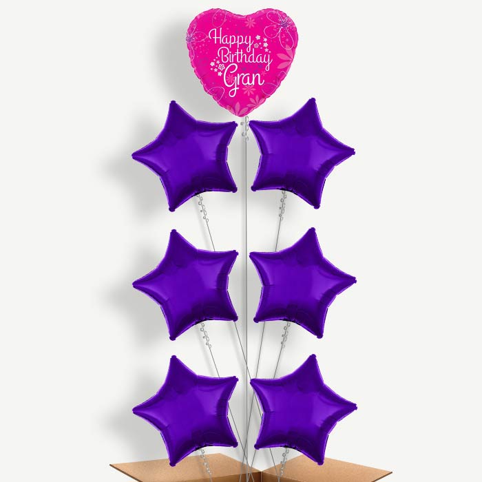 Happy Birthday Gran Pink Hearts Helium Balloon Arrangement | Party Save Smile