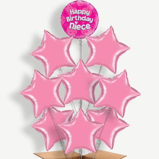 Happy Birthday Niece Pink Hearts Helium Balloon Bundle | Party Save Smile
