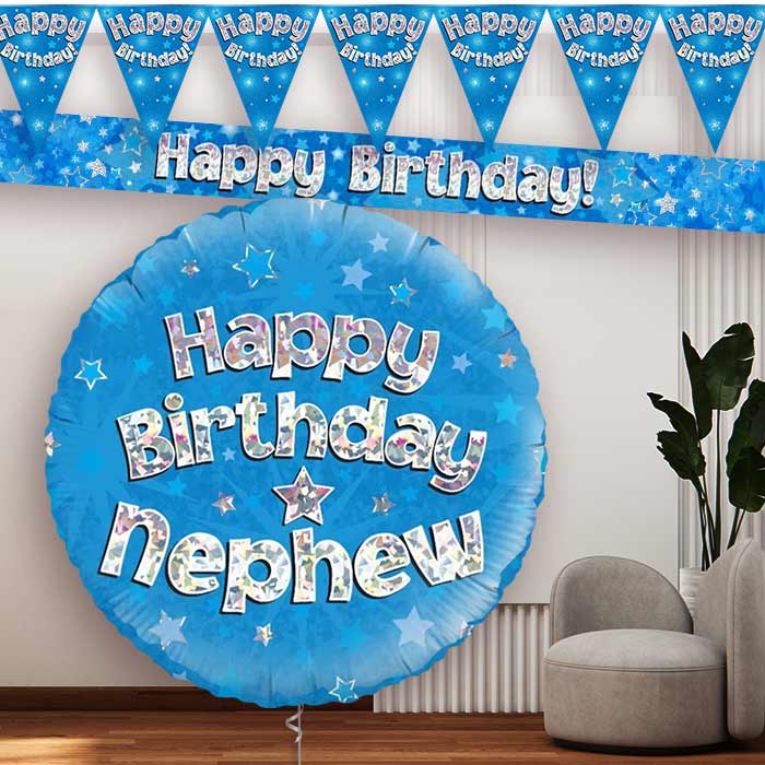 Blue Stars Nephew Birthday Balloon and Banners