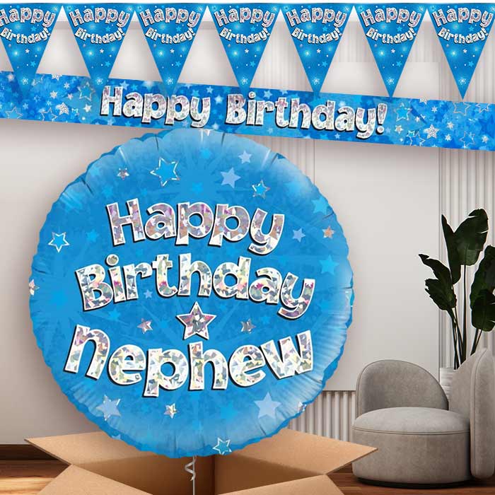 Blue Stars Nephew Birthday Balloon and Banners | Party Save Smile