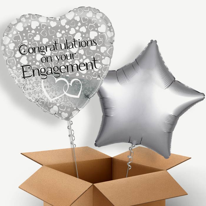 Engagement (Silver) Helium Balloon Duo | Party Save Smile