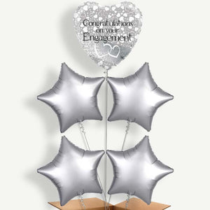 Engagement Silver 5 Balloon Cluster Inflated with Helium