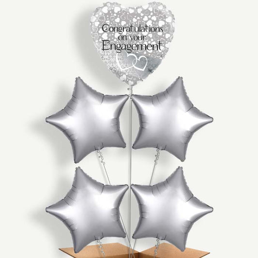 Engagement Silver Balloon Cluster Inflated with Helium | Party Save Smile