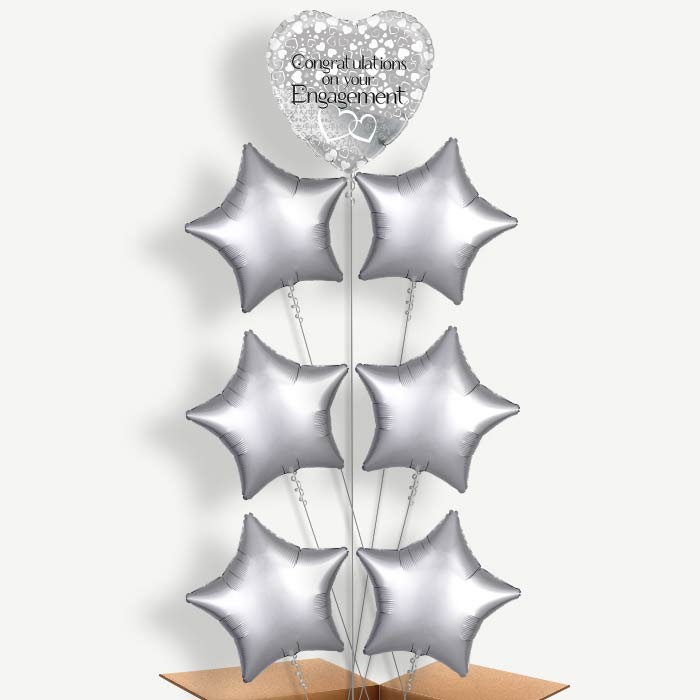 Engagement Silver Balloon Arrangement Inflated with Helium | Party Save Smile