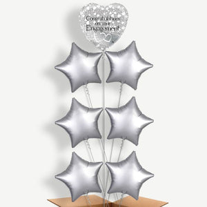 Engagement Silver 7 Balloon Arrangement Inflated with Helium