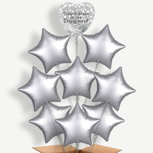 Engagement Silver 9 Balloon Bundle Inflated with Helium