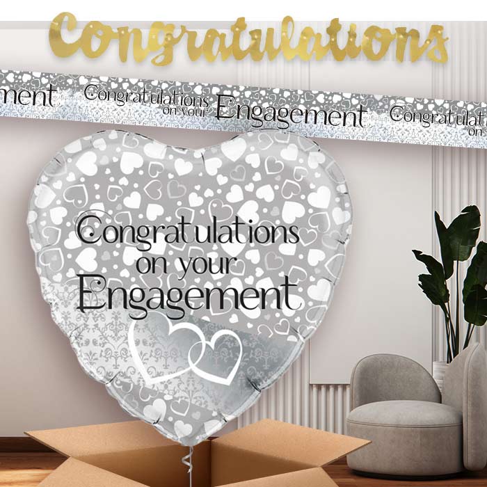 Silver Engagement Party Banners and Balloon | Party Save Smile
