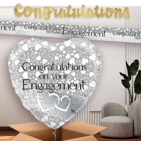 Silver Engagement Party Banners and Balloon | Party Save Smile