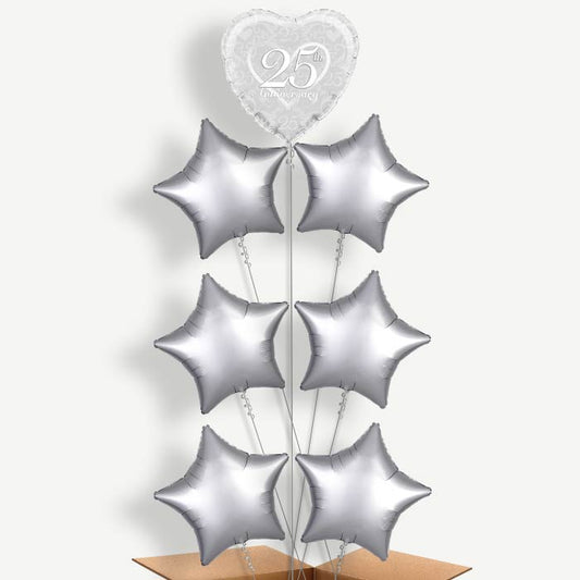 Heart 25th Wedding Anniversary Helium Balloon Arrangement | Party Save Smile