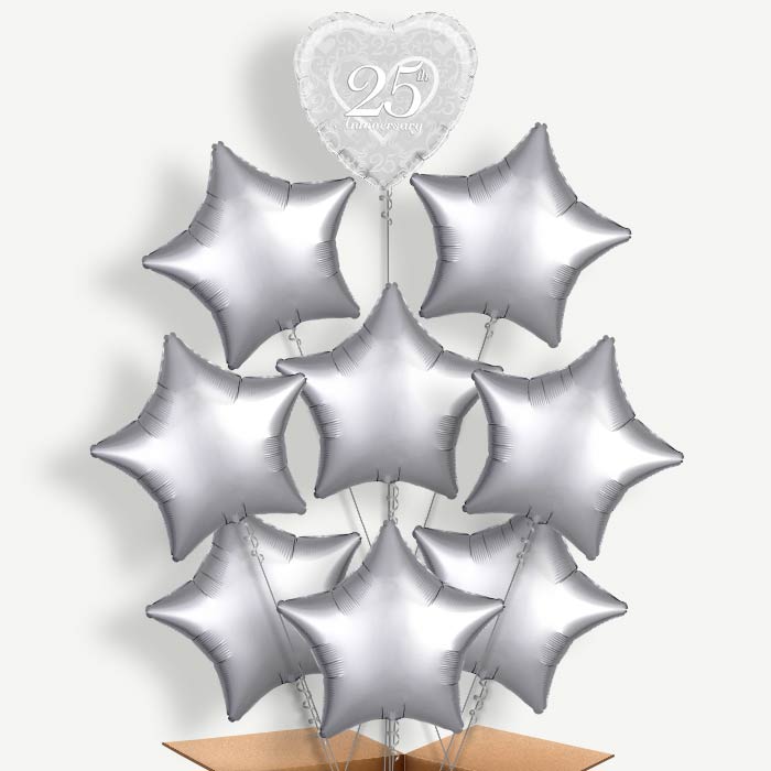 Heart 25th Wedding Anniversary Helium Balloon Bundle | Party Save Smile