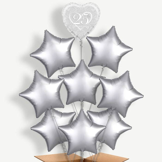 Heart 25th Wedding Anniversary Helium Balloon Bundle | Party Save Smile