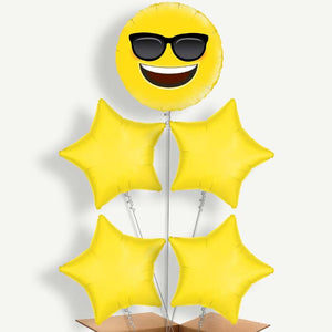 Cool Sunglasses Emoji 5 Balloon Cluster Inflated with Helium