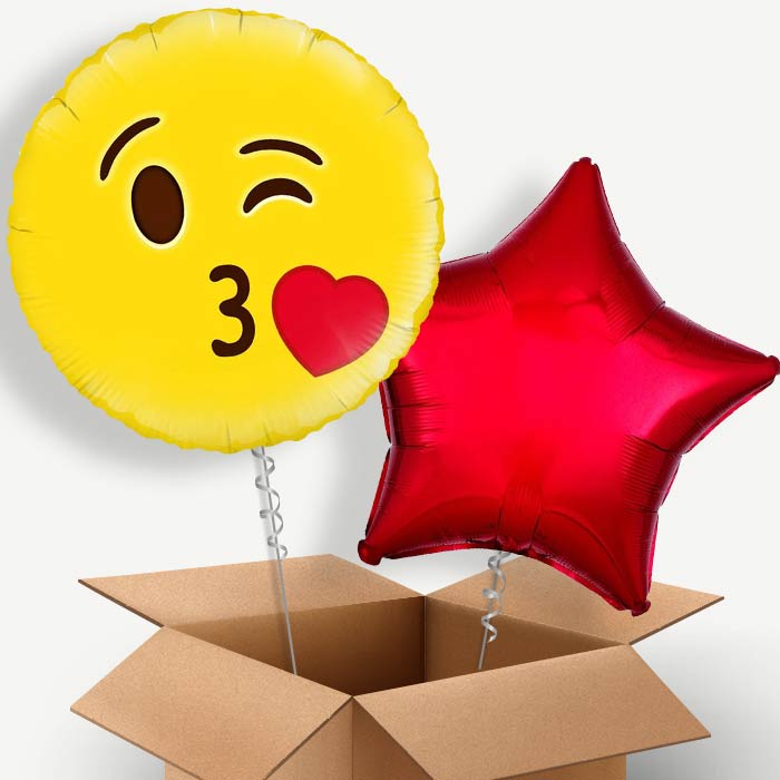 Emoji Kiss Helium Balloon Duo | Party Save Smile