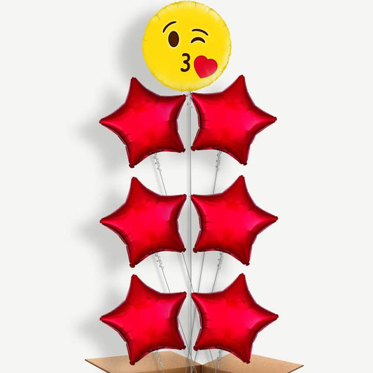 Emoji Kiss Balloon Arrangement Inflated with Helium | Party Save Smile