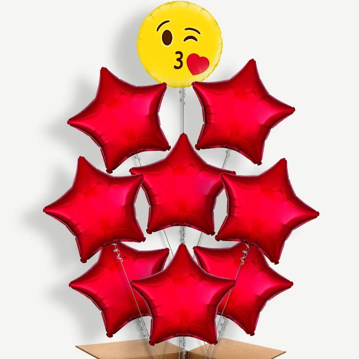 Emoji Kiss Balloon Bundle Inflated with Helium | Party Save Smile