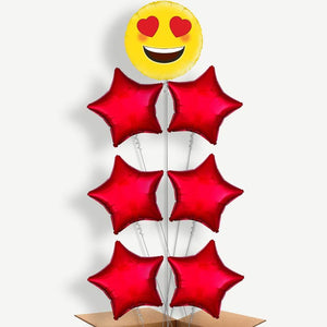 Emoji Heart Eyes 7 Balloon Arrangement Inflated with Helium