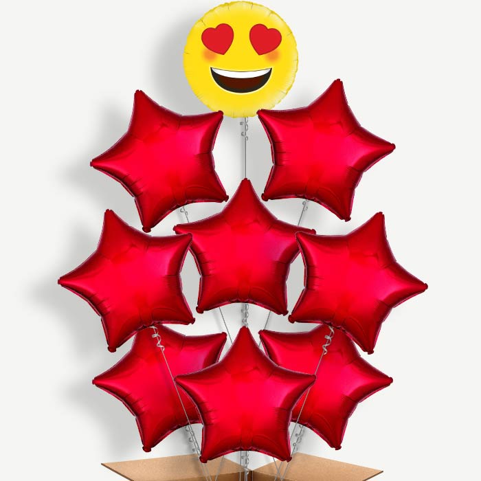 Emoji Heart Eyes Balloon Bundle Inflated with Helium | Party Save Smile